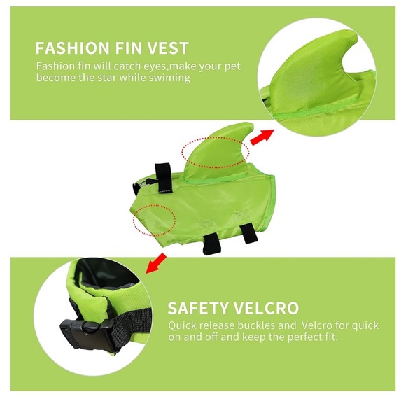 Size medium dog life jacket with shark fin - Picture 3 of 8